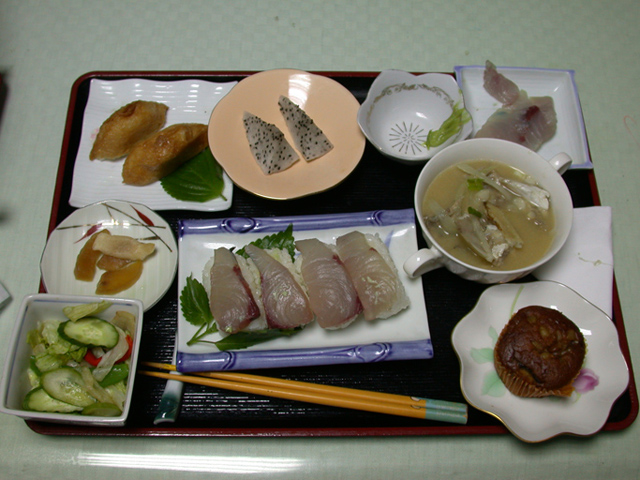 teshuku sasimi from the fish bought this morning a